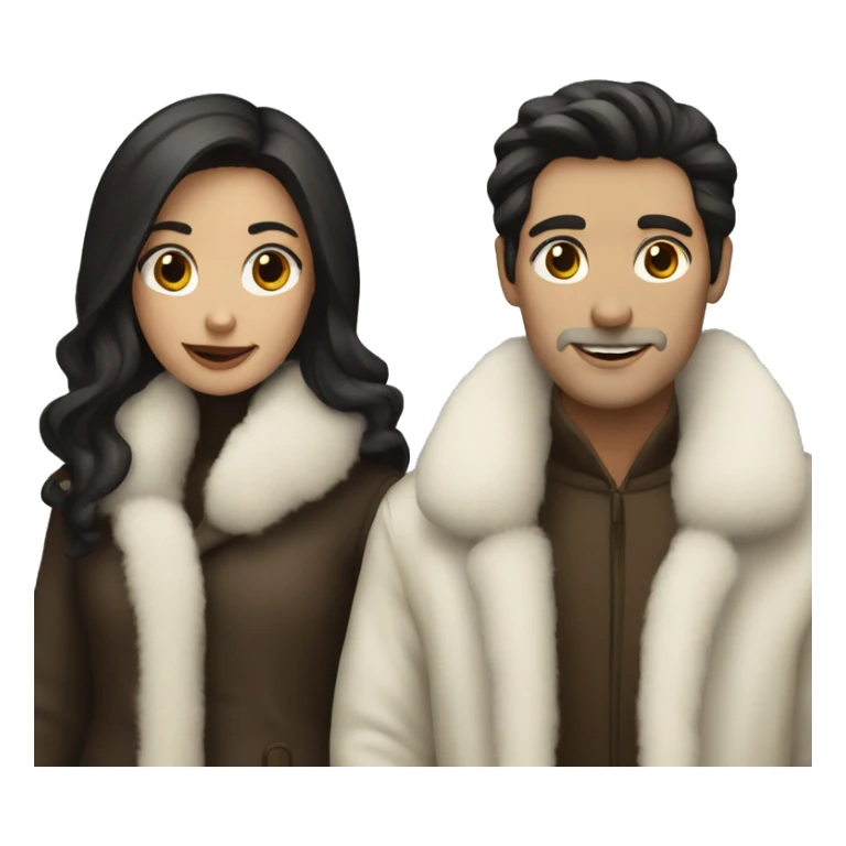 Dark haired White couple in long fur coats sticker