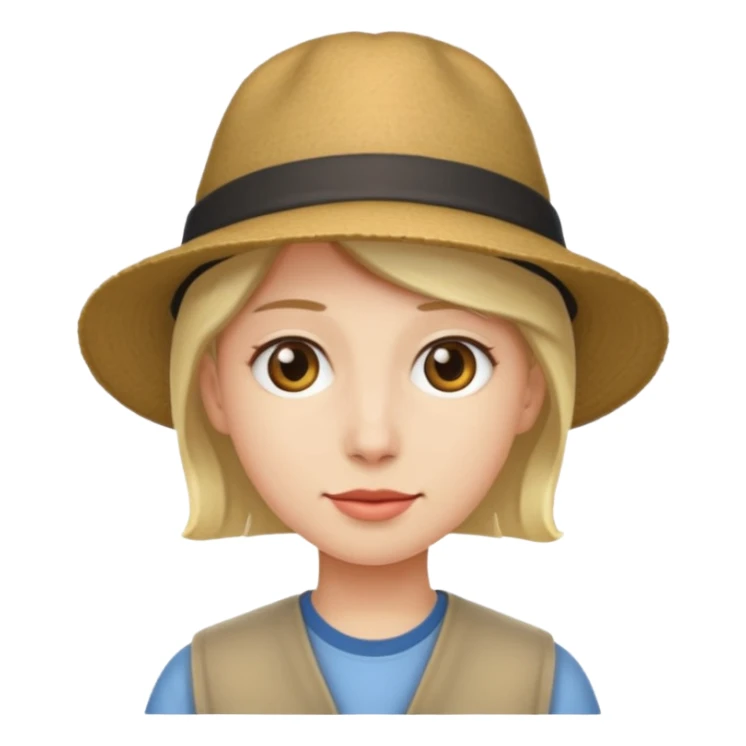 A person wearing a hat and wearing sticker