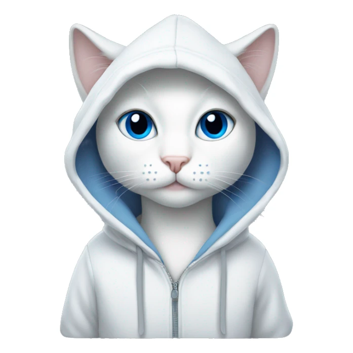 White Cat with blue eyes wearing a hoodie  sticker