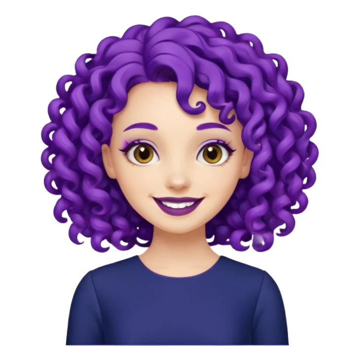 Fashion Model with Purple Curls, navy dress sticker