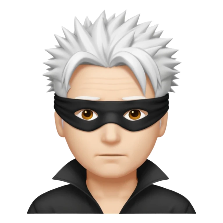 A person with white hair which is standing upward and blindfolded sticker