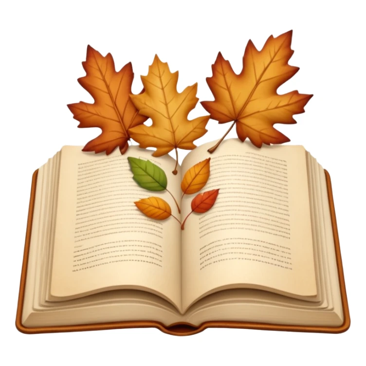 beige autumn open book with leaves on it sticker