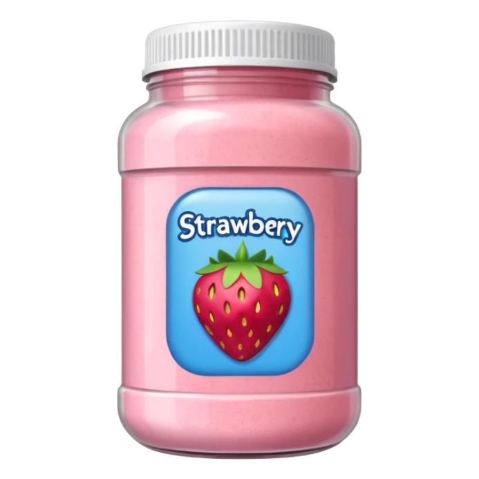 strawberry protein powder jar labeled strawberry picture icon sticker