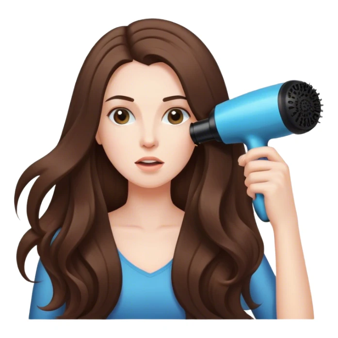 Long hair brunette blow drying hair sticker