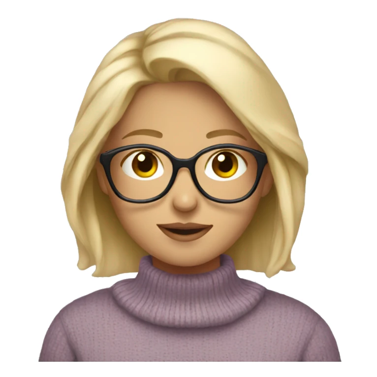 blonde girl in sweater with glasses sticker