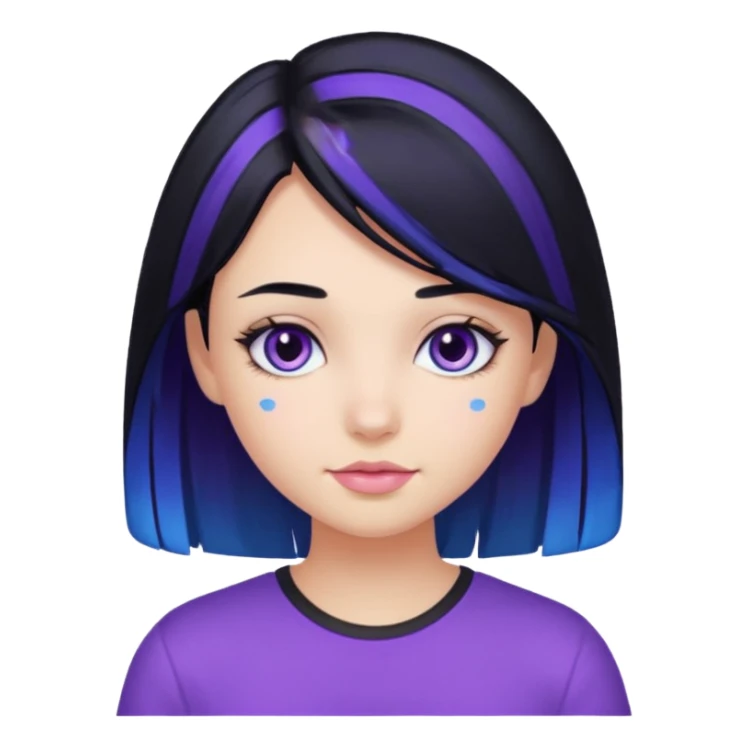 Girl with black blue and purple hair sticker