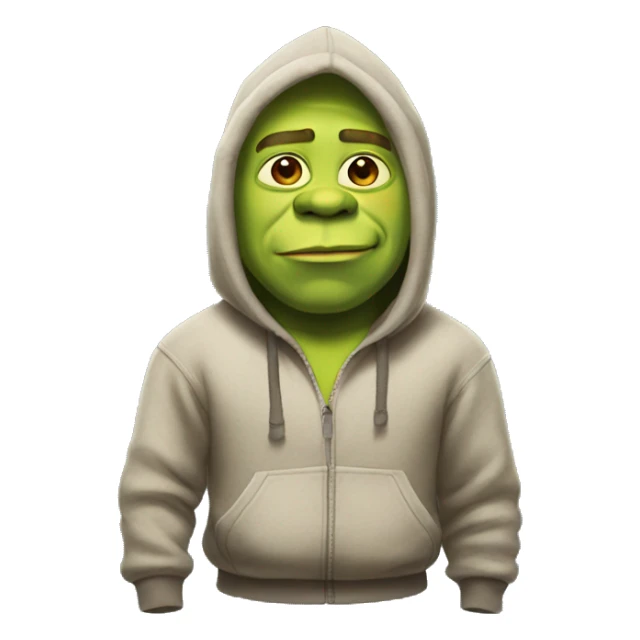 Shrek wearing a hoodie sticker