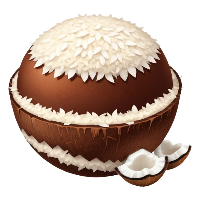 a dessert made with cocoa and it has a ball shape and it’s covered with coconut filings sticker