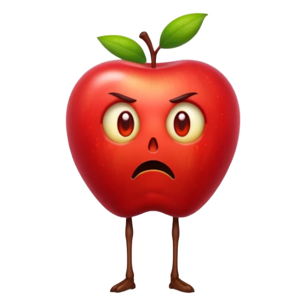 scary apple with a serious face and long legs sticker