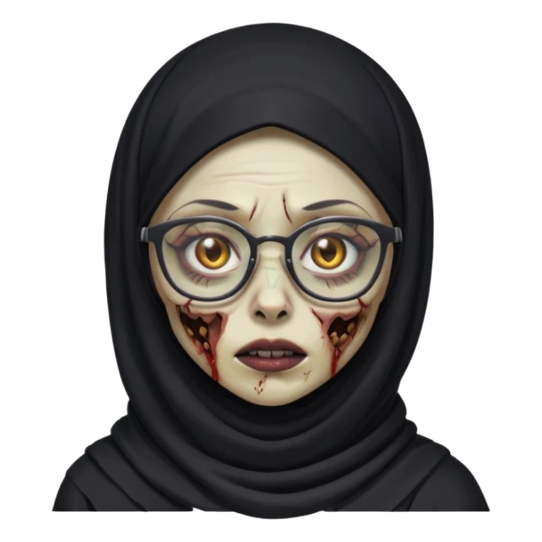 Black hijab zombie girl with glasses sticker