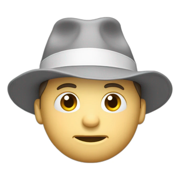 tim robinson wearing a grey fedora white shirt only looking scared and sad facing left - fabric attached to back of hat covering neck sticker