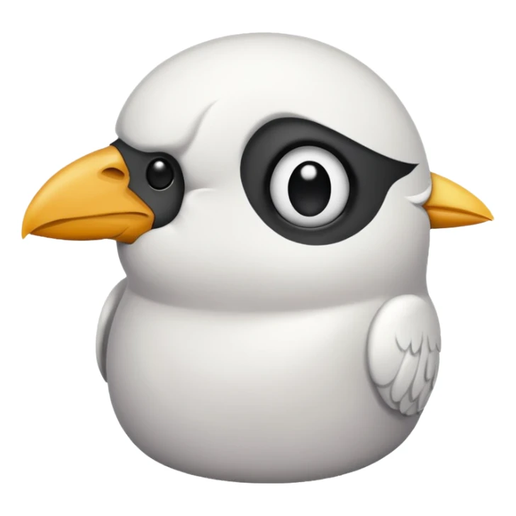 a white crow emoji with a frown sticker