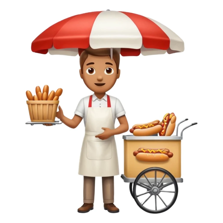 hotdog seller in New York with cart sticker