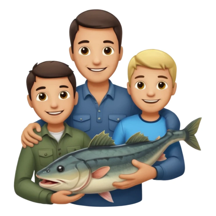 Father and son happy after catching a catfish sticker