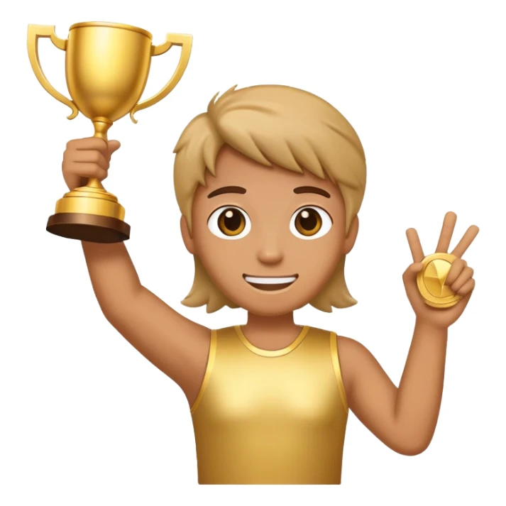 Your face shouldn't come out. Make an emoticon with your hands up and holding the trophy sticker