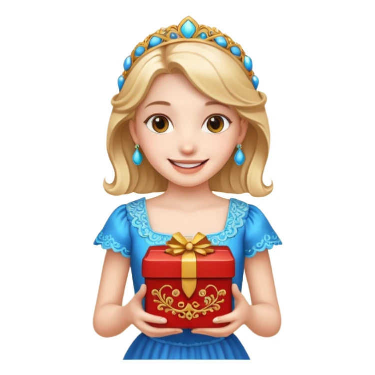 A smiling girl holding a beautiful box in her hand sticker