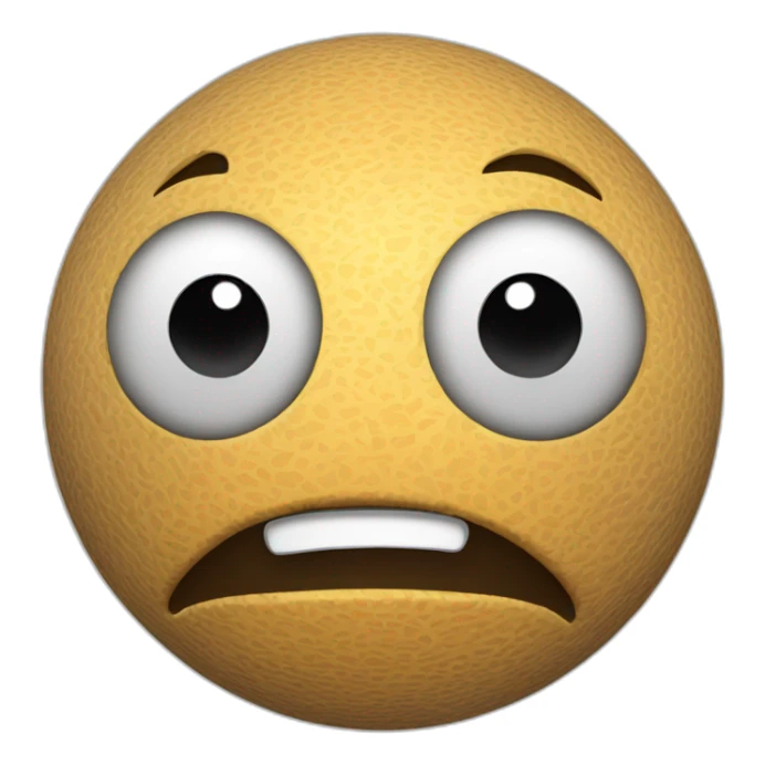 3d sphere with a cartoon grimacing skin texture with big thoughtful eyes sticker