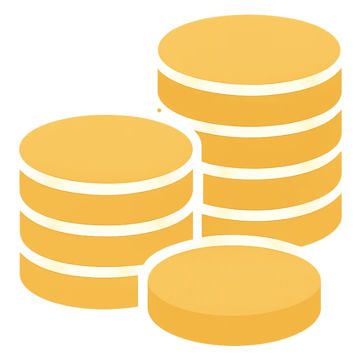 a stack of coins, flat color icon style sticker