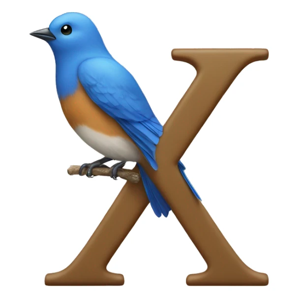 blue bird sitting on letter x (proportional)calm-(realistic) sticker
