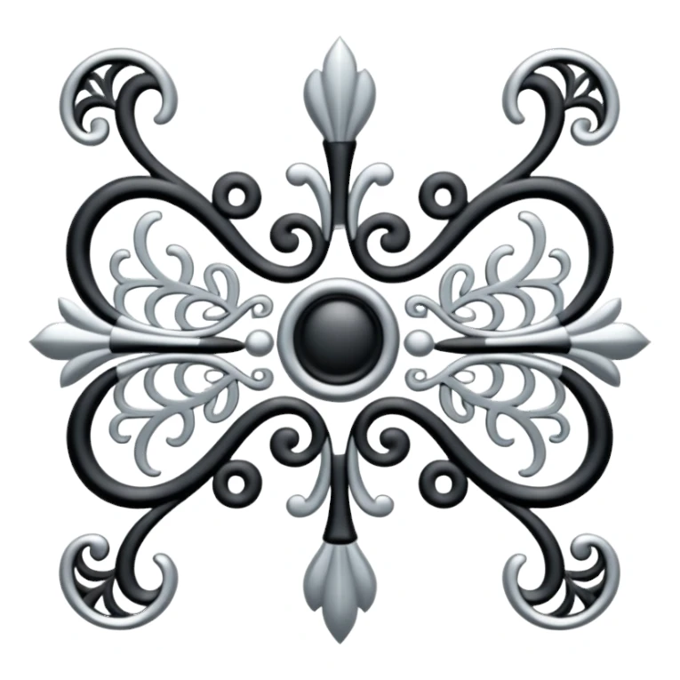 Black and silver filigree page divider, 3D, extremely detailed design sticker