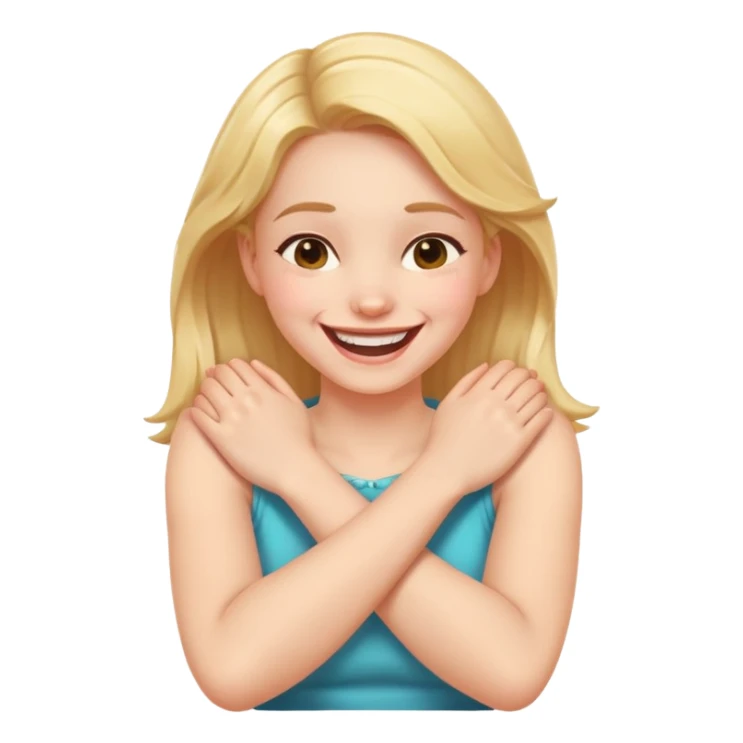 arms crossed holding neck laughing girl sticker