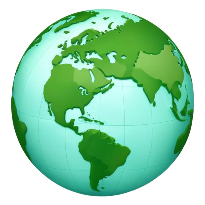 Earth globe with green continents forming a highly stylized, artistic version of the number 812, with exaggerated curves and shapes, iOS emoji style sticker