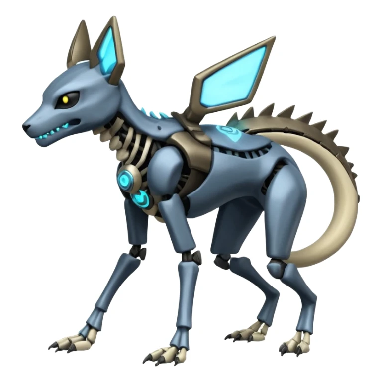 futuristic Skeletal Cyborg-Manectric-Electrike-Lucio-Cubone-Umbreon-Marowak-Draco-Fakémon-hybrid-creature (full body), 4 legs sticker