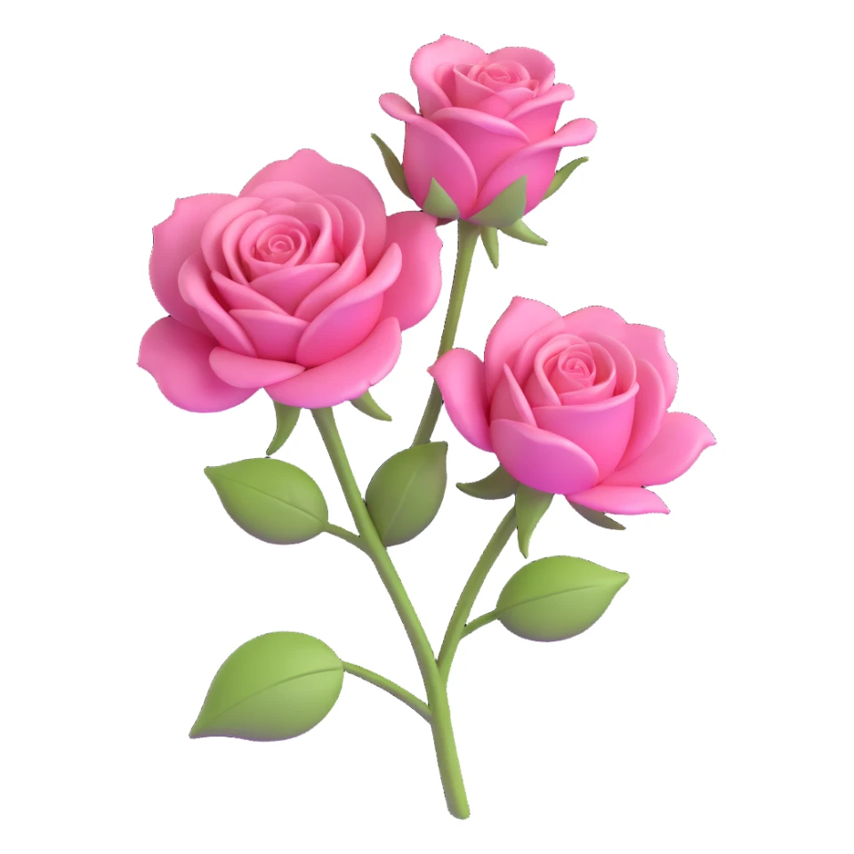 minimal 3D gothic rose with pink petal, simple and elegant sticker