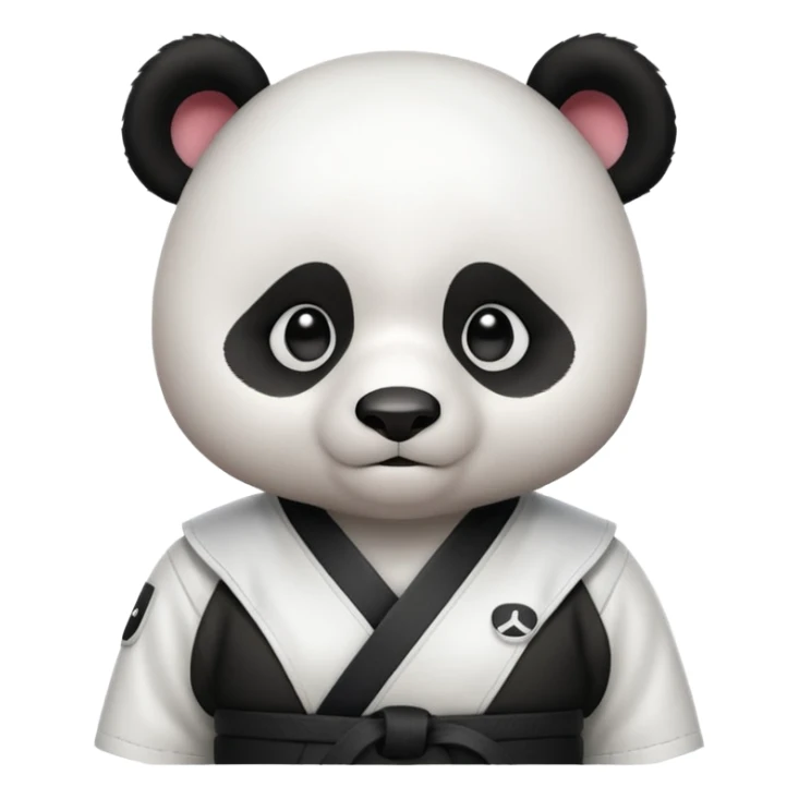 cute panda doing karate portrait, head and shoulders only, wearing white gi uniform, black belt visible, determined face, 3D cartoon, mobile game icon style, clean background, no text, no watermark
 sticker