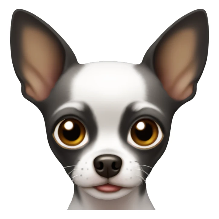 black chihuahua with white inner body with brown eyes and small sticker