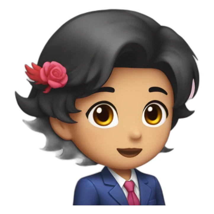 Phoenix Wright kissing short black haired Nepali girl sticker