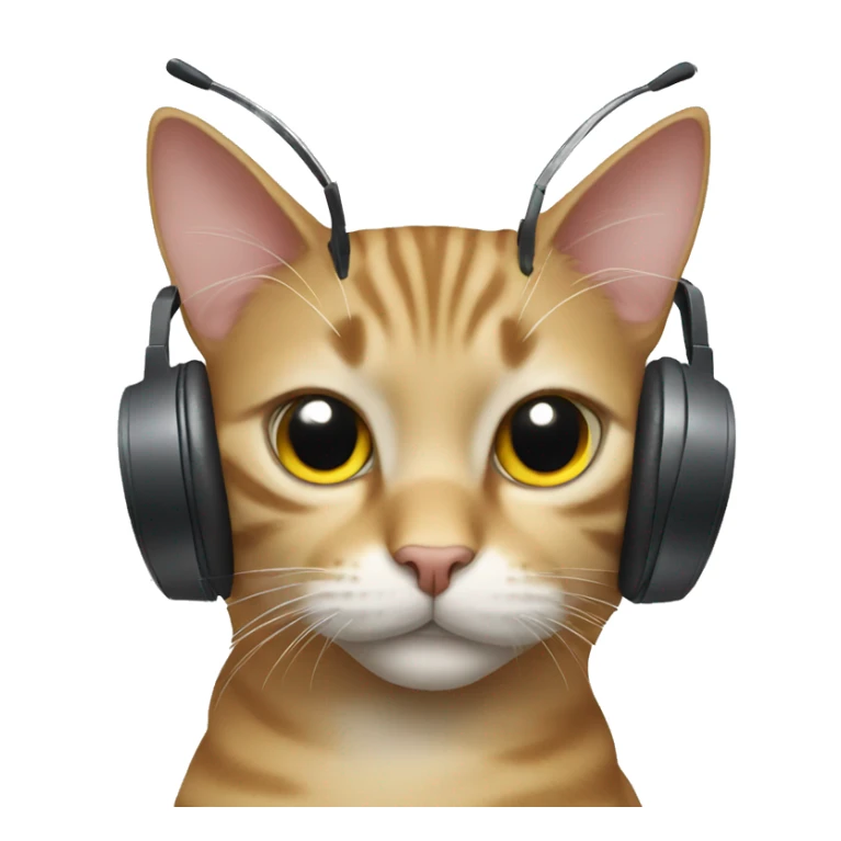 cat with headphones on sticker