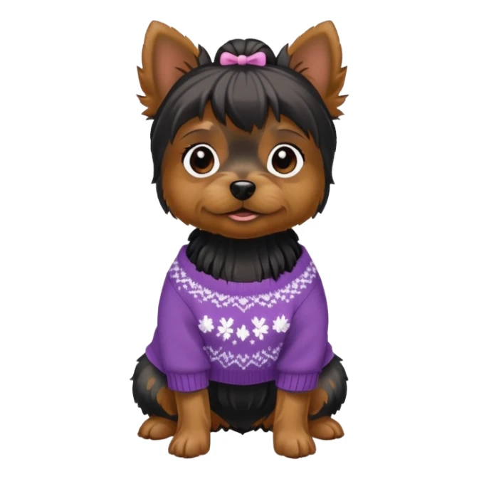 Black female yorkie wearing a sweater sticker