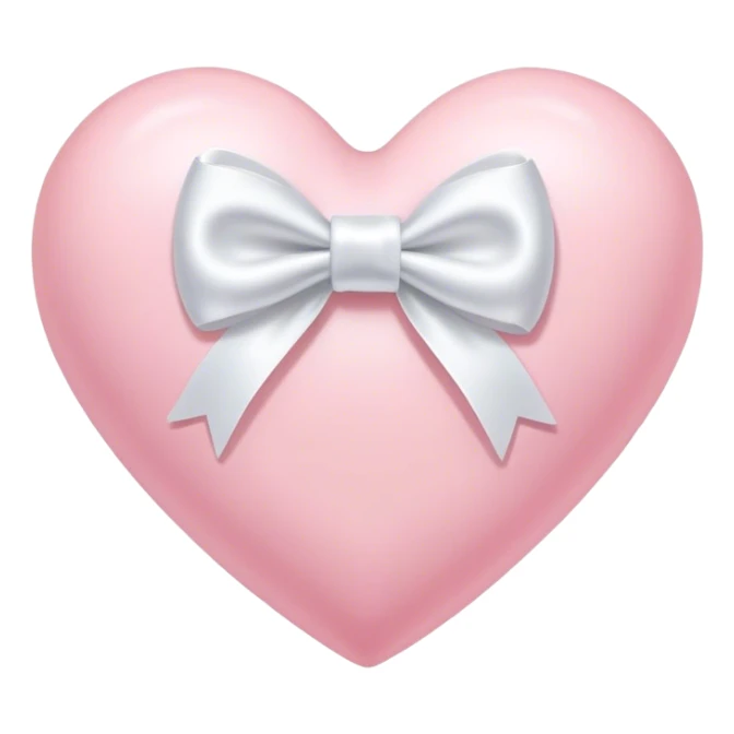 baby pink heart with mini white satin bow sticker