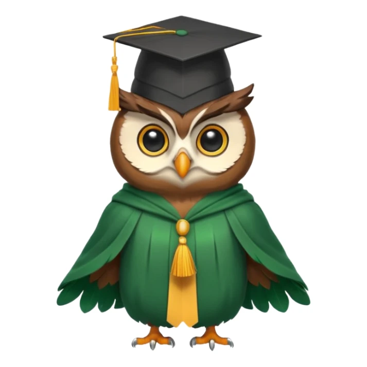 owl professor in green cloak graduation sticker