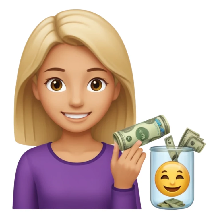 girl enter money in tube sticker