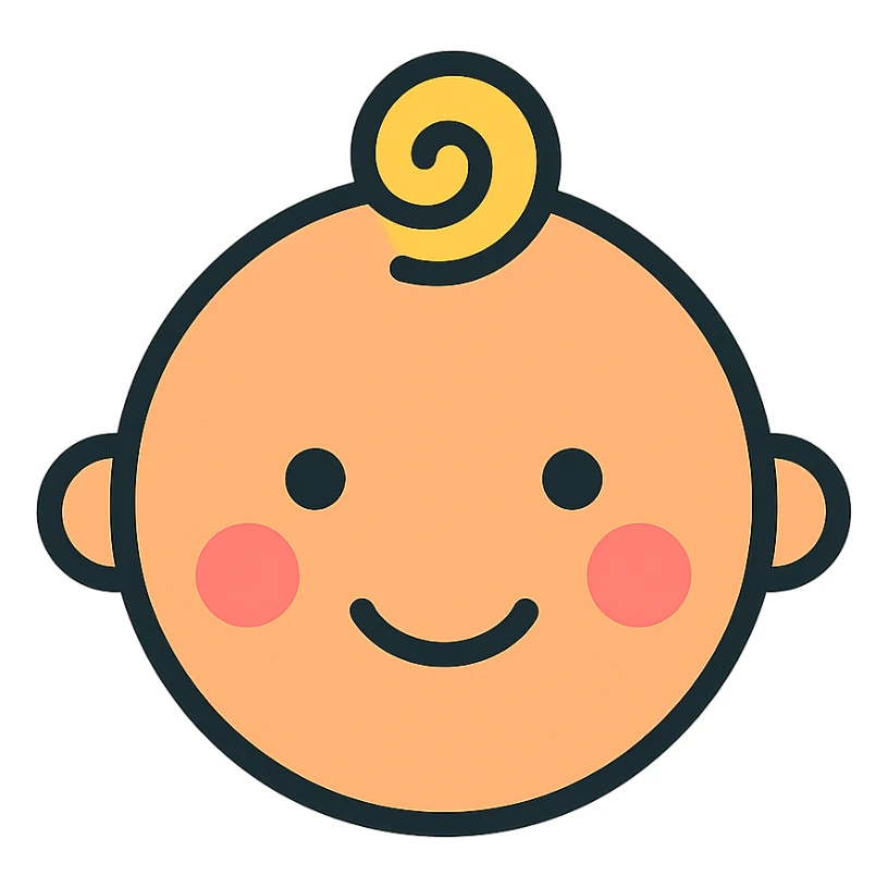 baby face, color outline icon style sticker