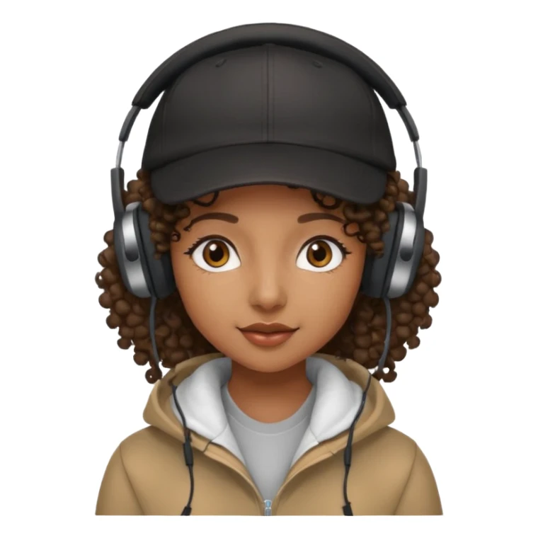 curly haired with headphones in and  black girl with cap sticker