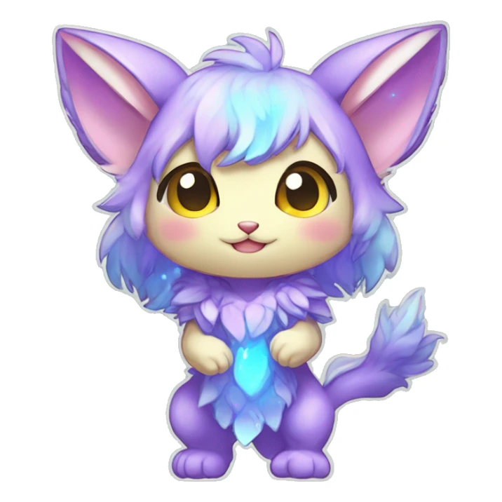 Cute Kawaii Chibi Anthro Sona Colorful Ethereal Pretty see Godly Celestial Shiny Fakemon Full Body sticker