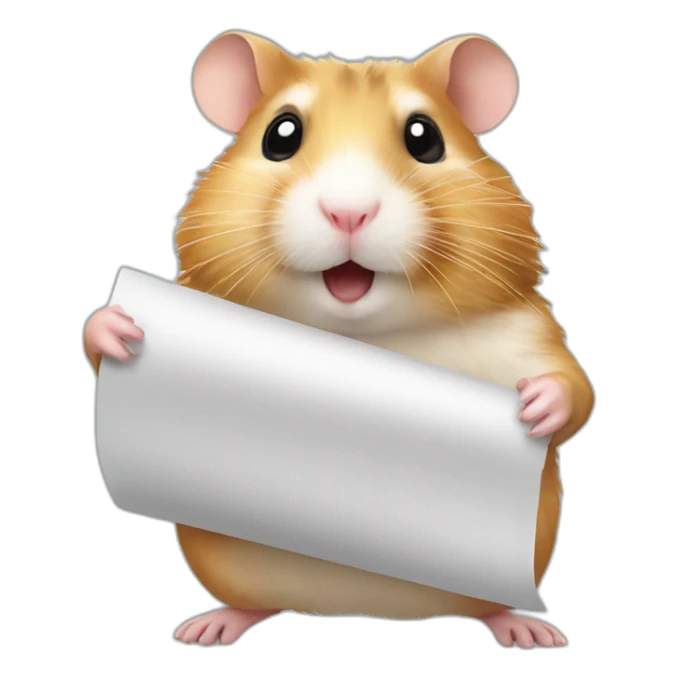Hamster with a sheet of paper sticker