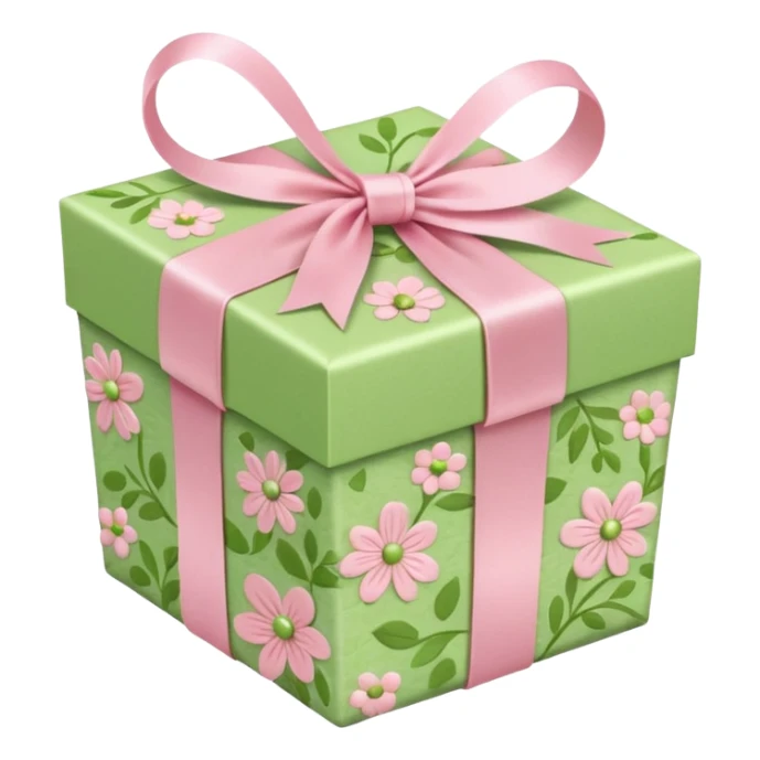 light green and light pink floral gift box sticker