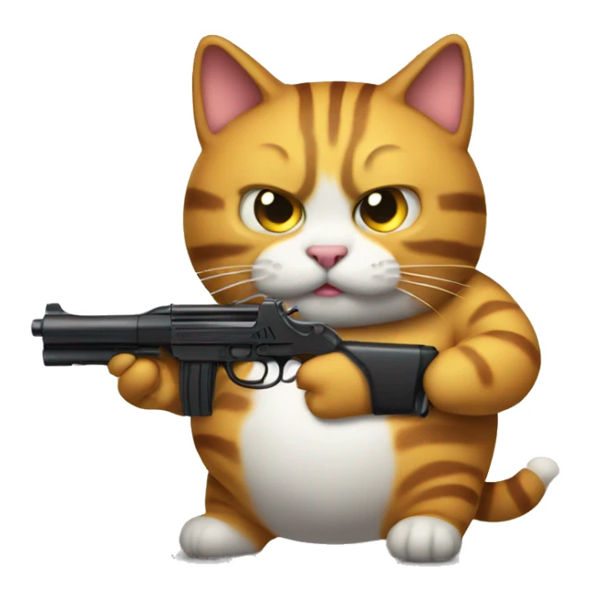 FAT CAT Holding a playgun  sticker