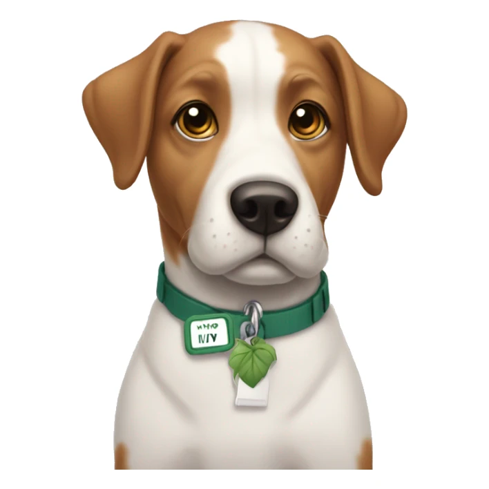 Dog with name tag that says ivy sticker