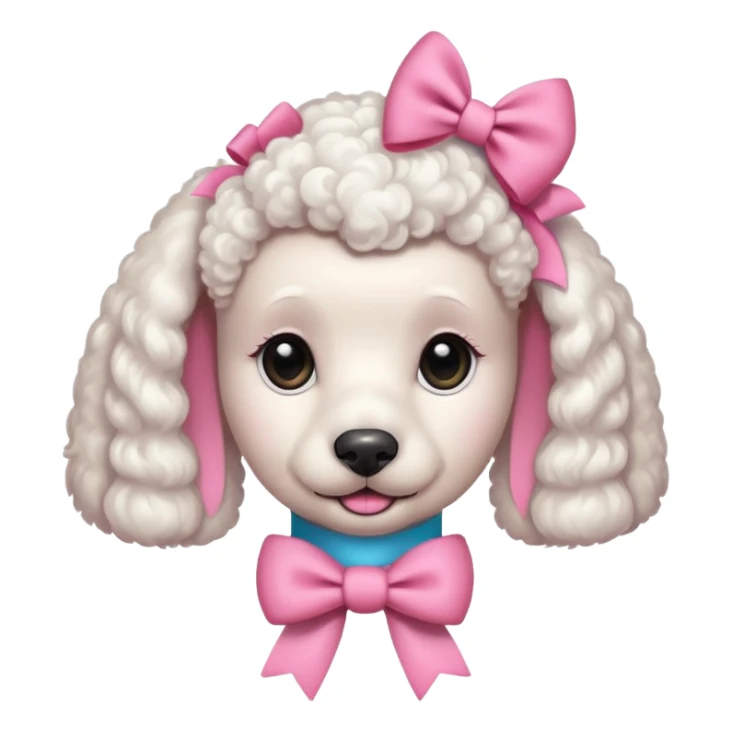 Caniche blanca  con un moño rosa sticker