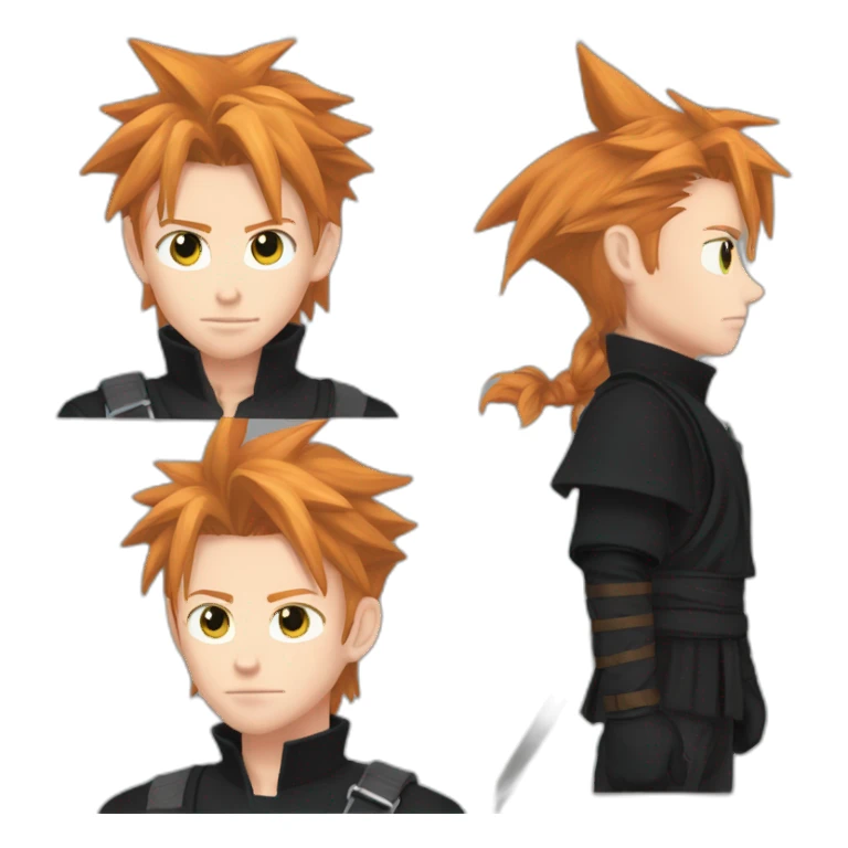 Ginger hair and freckles. Cloud strife. Black ninja clothes sticker