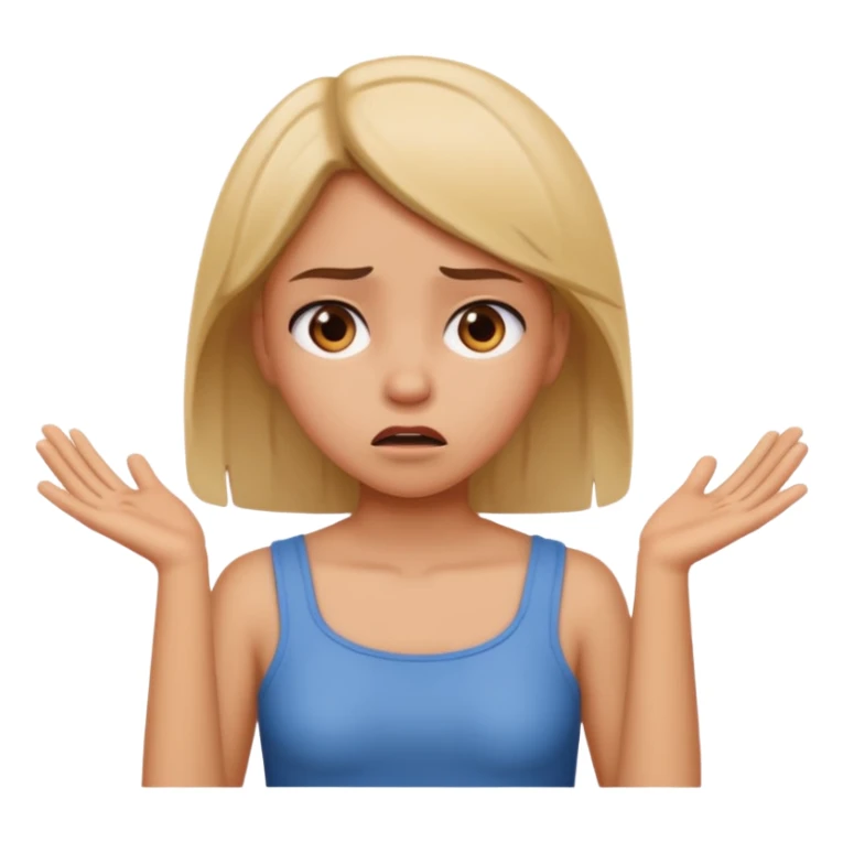 A girl upset shrugging her shoulders ￼ sticker