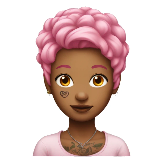 pink hair girl with neck tattoo sticker