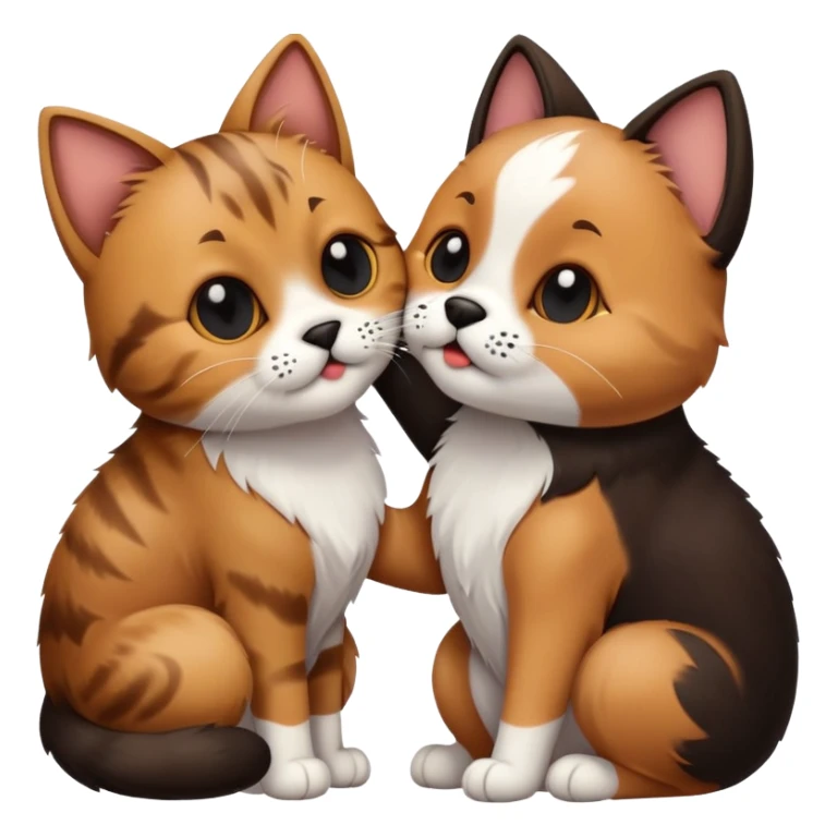 cat with dog kisisng sticker