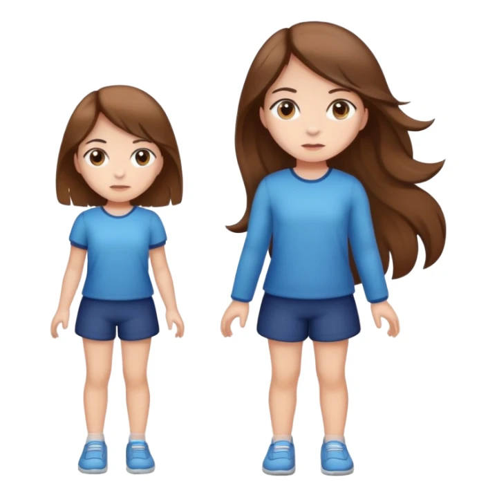 full body girl with brown hair standing up neutral expression sticker