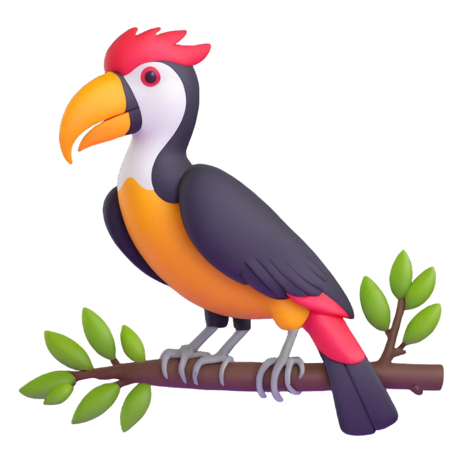 tucano bird perched on a branch sticker